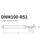G-DNM100-RS1 1 Flute, Corner Radius - Big-tools Industrial Supply Tools for Metal Cutting